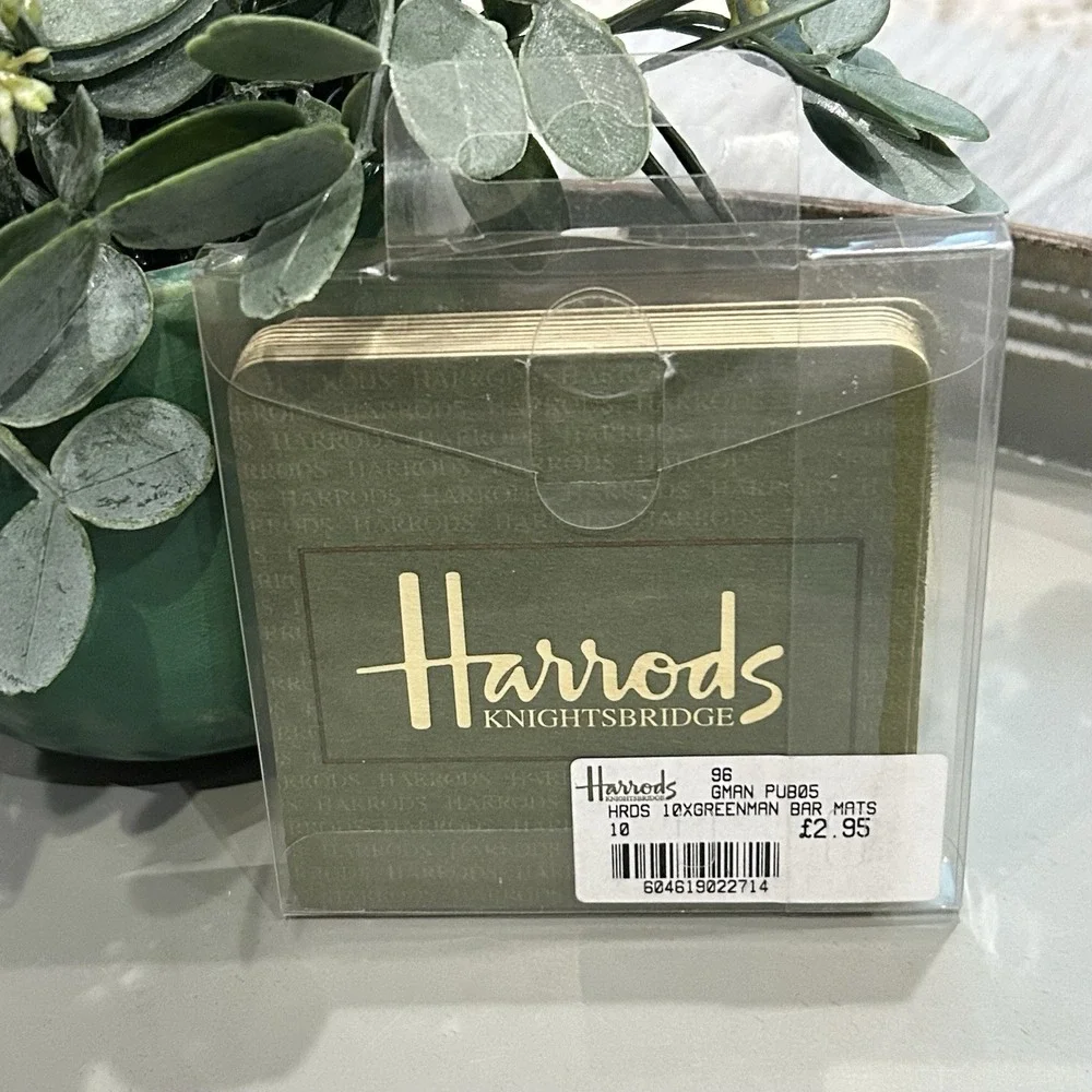 Green Man Pub HARRODS Knightsbridge Set Of 10 Cardboard‎ Coasters NIB